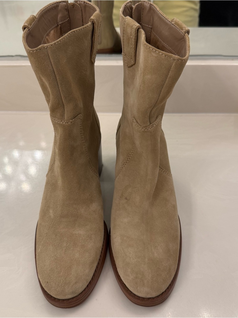 Vince Camuto Tan Suede Mid-Calf Boots